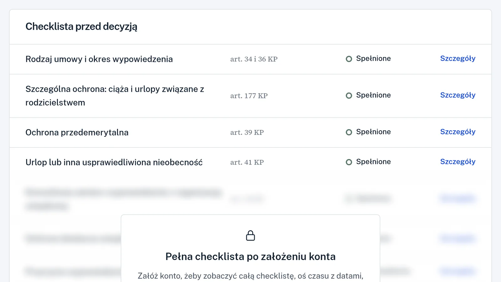 Checklista przed decyzją w Zwalniam: każdy punkt z artykułem Kodeksu pracy i statusem